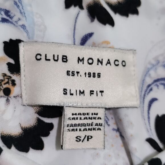 Club Monaco Mens Small Slim Fit 100% Cotton Short Sleeve Button Down Floral‎ - Picture 6 of 12